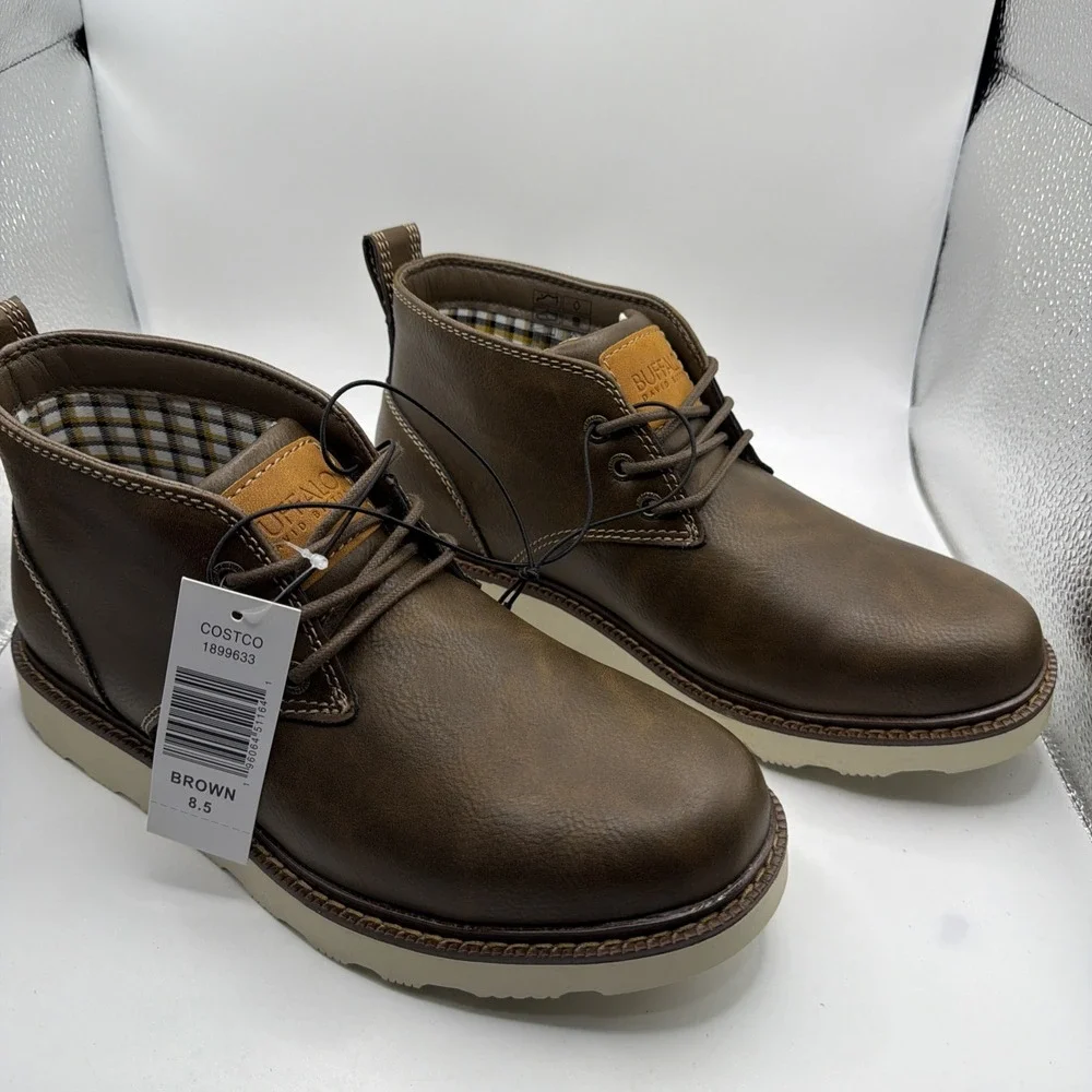 Buffalo David Bitton Metcalf Boots Men's Brown Lace Up Memory Foam Comfort - 8.5